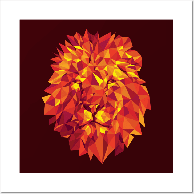 Bright Geometric Lion Wall Art by polliadesign